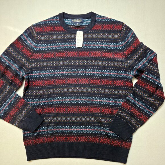 NWT Brooks Brothers Fair Isle Sweater Extra Fine Merino Wool Men's Medium - Picture 1 of 8